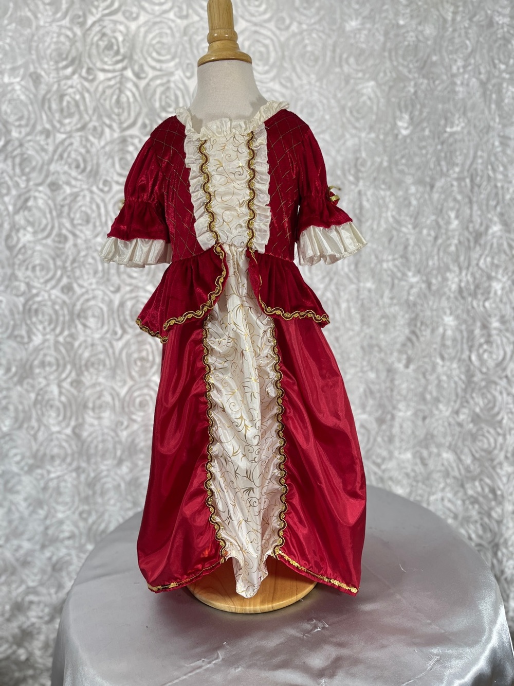 Princess Belle Winter Ball Kids Red and Cream Theater Costume Dress